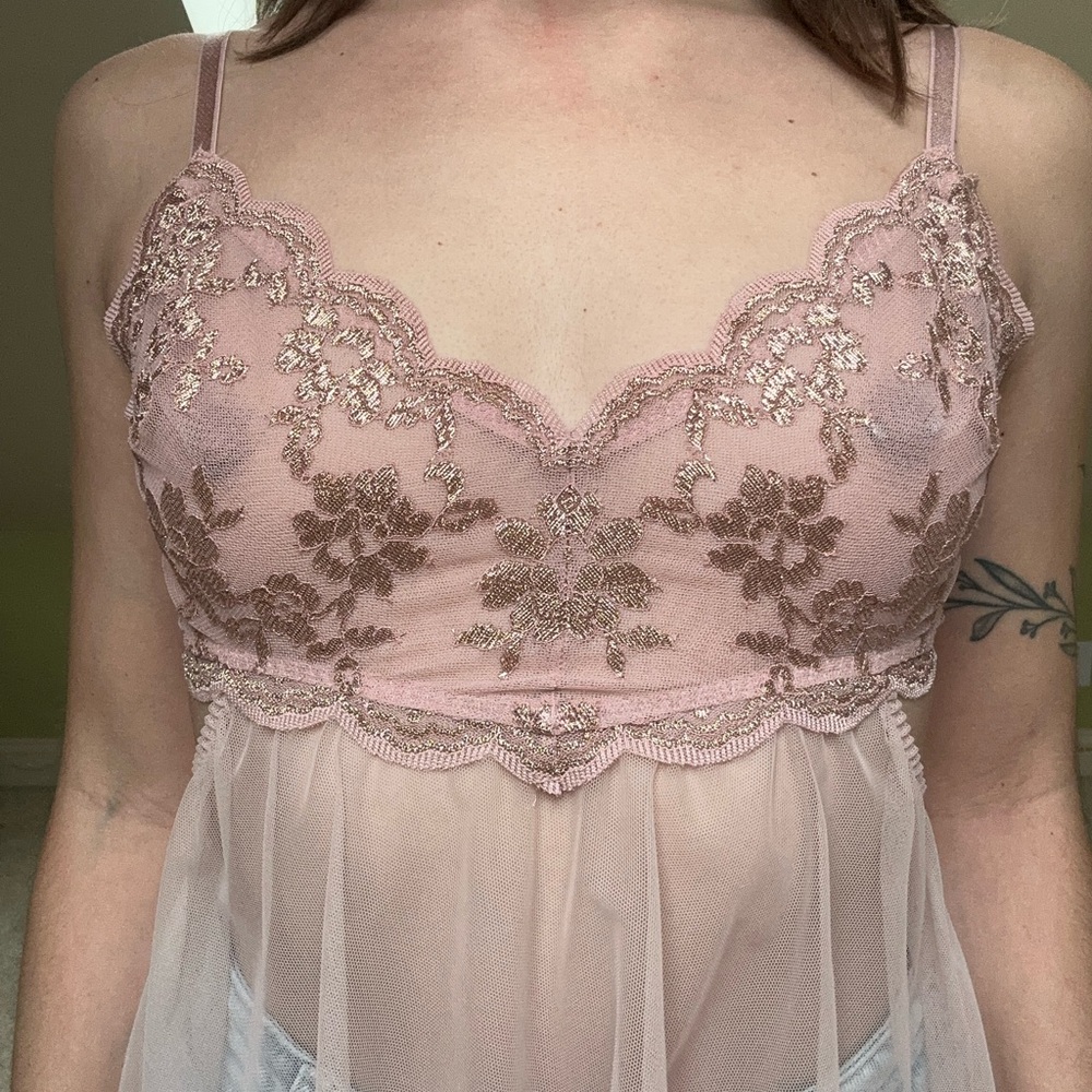 Victoria’s Secret pink lace babydoll top